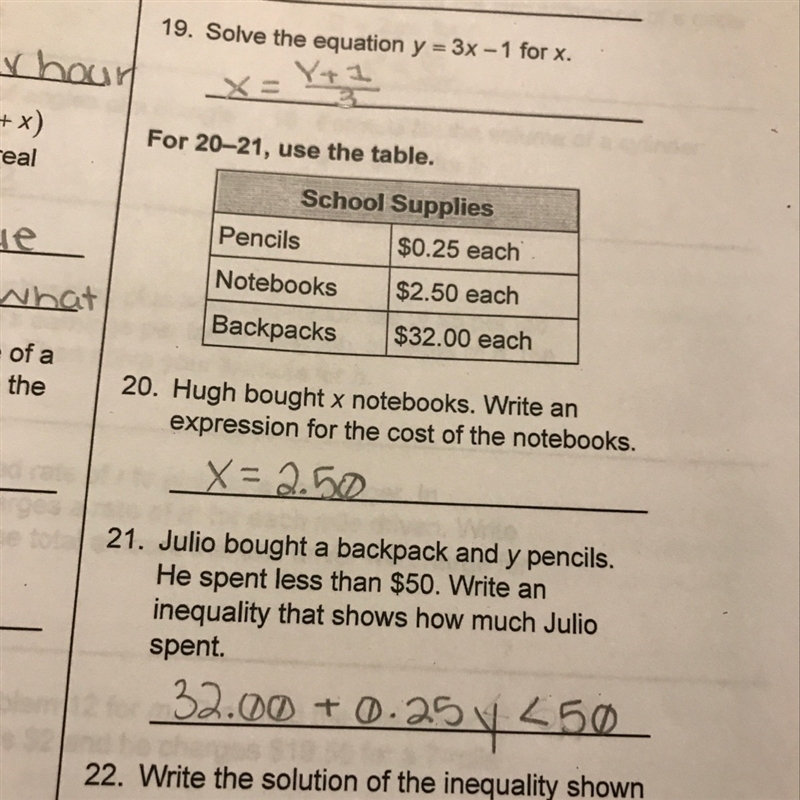 For number 21, can it be “less than or equal to” $50, or $49 and less?-example-1