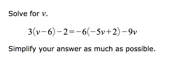 Solve for v. Simplify your answer as much as possible.-example-1