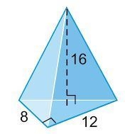 Find the volume of the triangular pyramid to the nearest whole number. A) 256 units-example-1