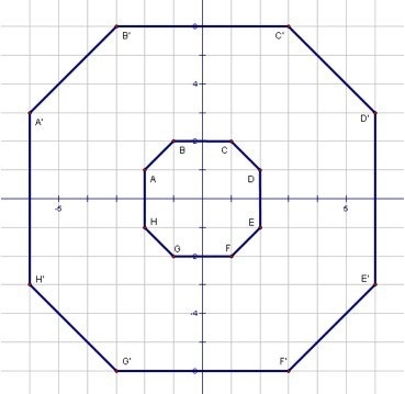 How was ABCDEFGH transformed to A'B'C'D'E'F'G'H'? A) dilated by a scale factor of-example-1