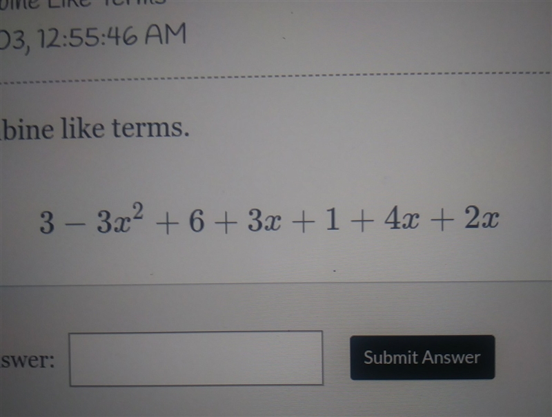 3-3x^2+6+3x+1+4x+2x combined like terms-example-1