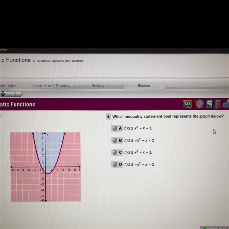 Which inequality statement best represents the graph below? Please help, I can’t find-example-1