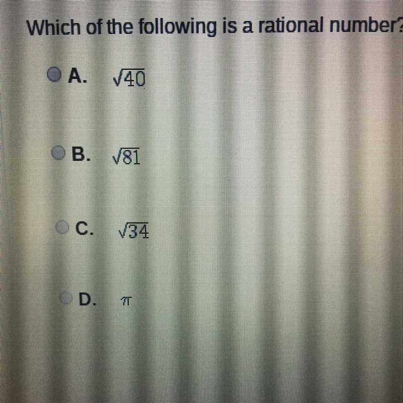 Which of the following is a rational number-example-1