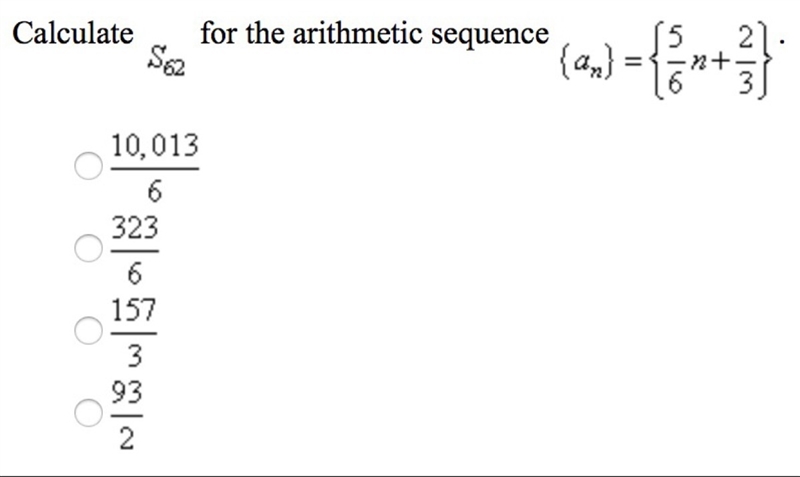 Calculate s62 for the arithmetic sequence-example-1