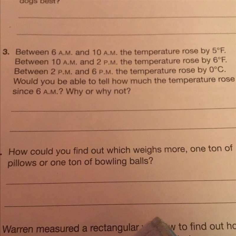 (3.) Would you be able to tell how much temperature rose since 6 A.M? Why or why not-example-1