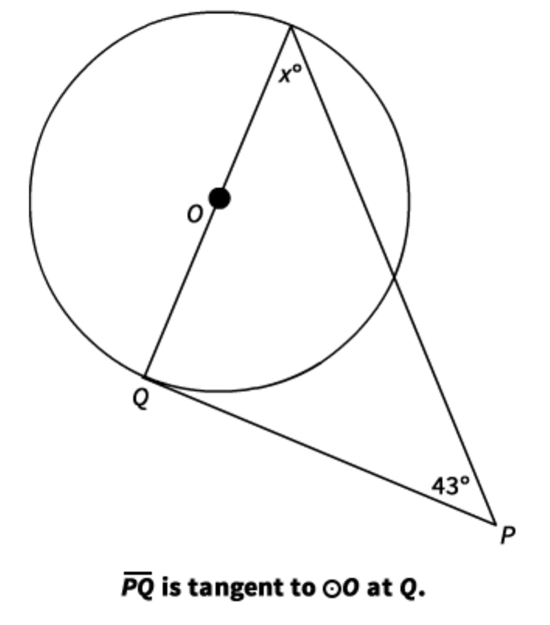 Find the value of x in this figure. A) 43 B) 47 C) 53 D) 57-example-1