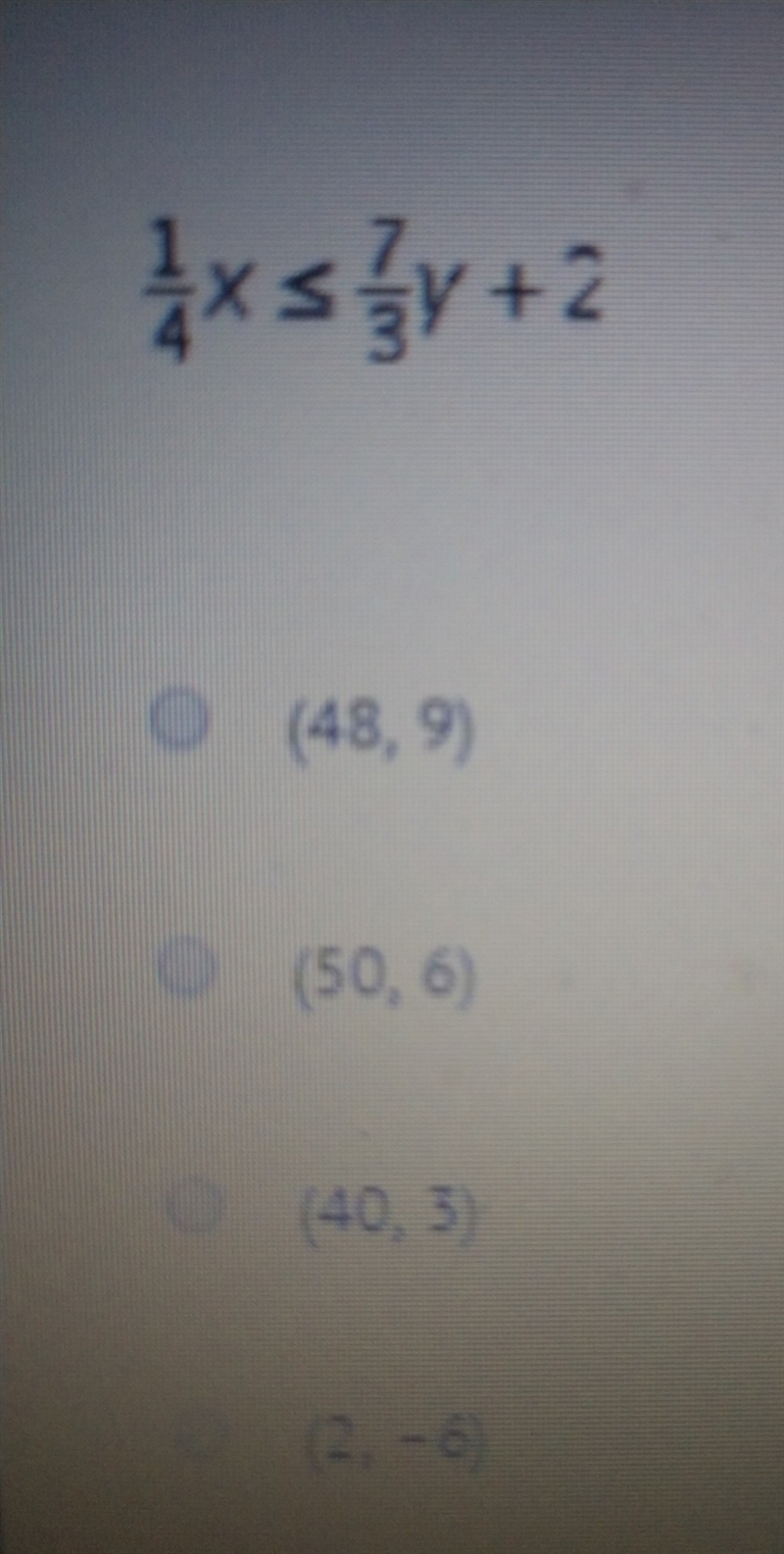 Which of these ordered pairs is a solution to the inequality-example-1