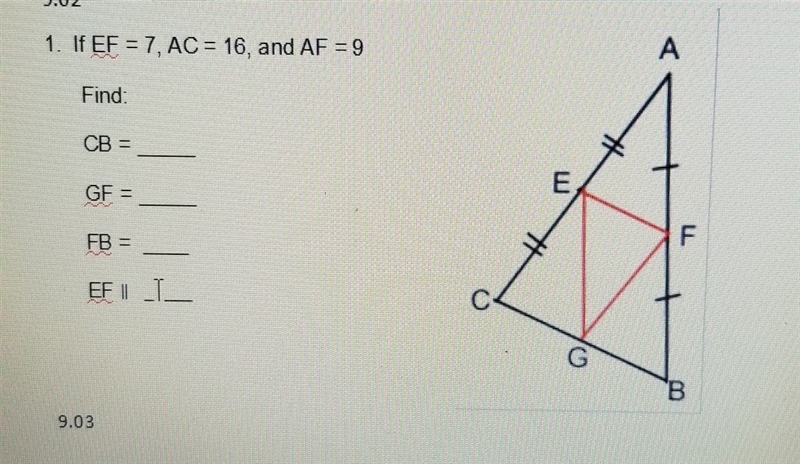 If EF=7, AC=16 Geometry-example-1