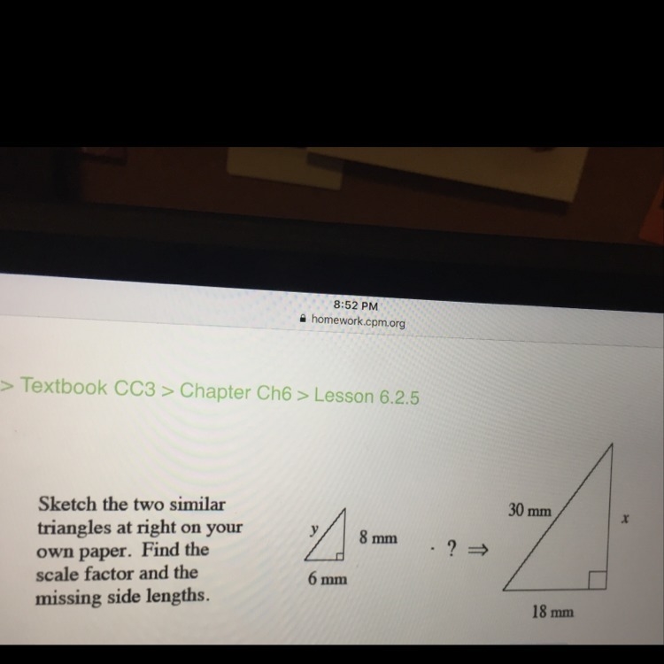 The scale factor is 3:1 what would y and x be ? Having a hard time trying to figure-example-1