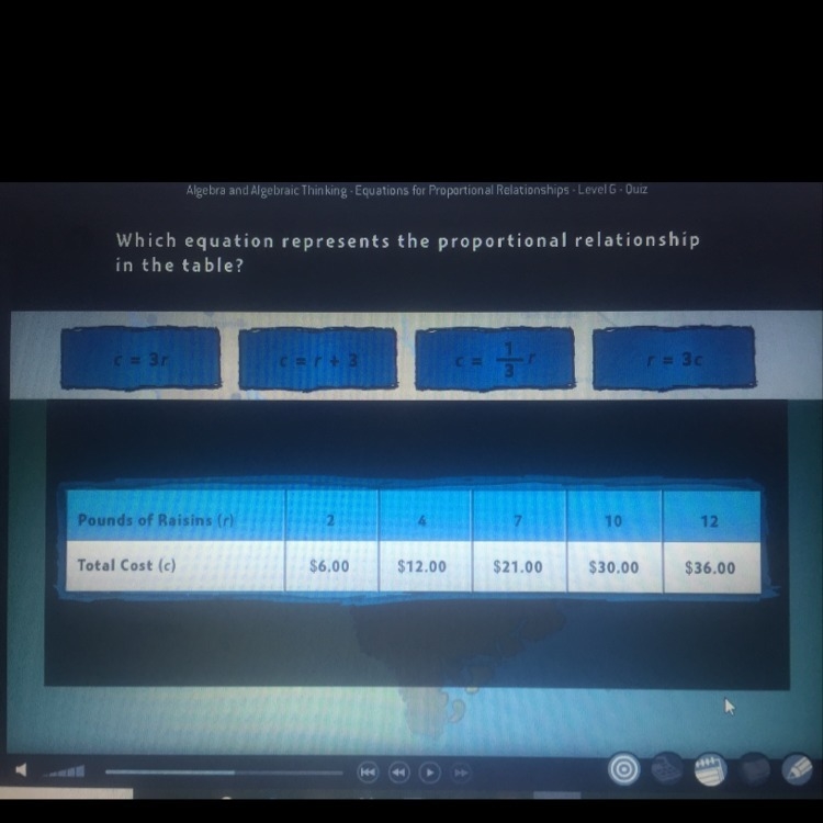 Which equation represents the proportional relationship in the table-example-1