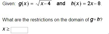 What are the restrictions on the domain of g o h?-example-1