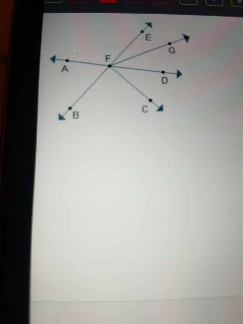 In the diagram,which angle is part of a linear pair and part of a vertical pair-example-1