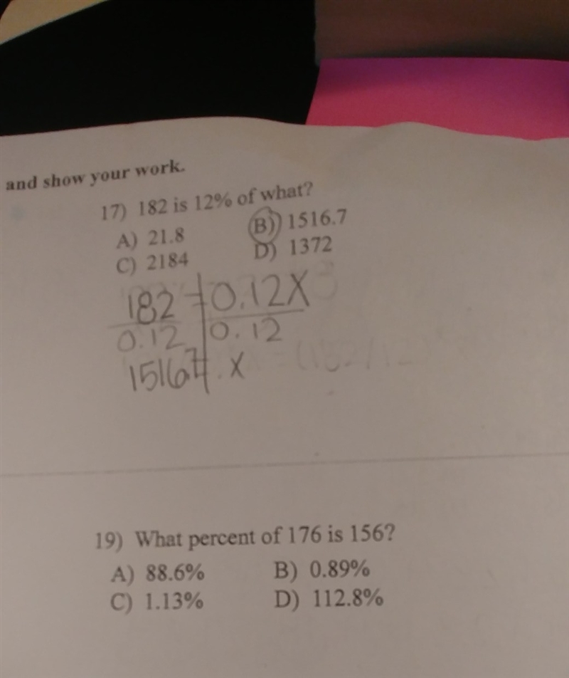 What percent of 176 is 156 pls show work-example-1