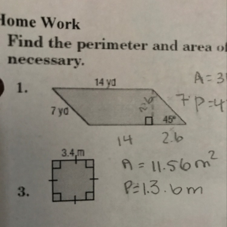 What is the perimeter and area for number 1?-example-1