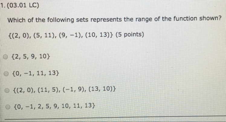 Which of the following sets represents the range of the function shown?-example-1