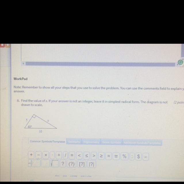 Find the value of X. If your answer is not an integer, leave it in simplest radical-example-1