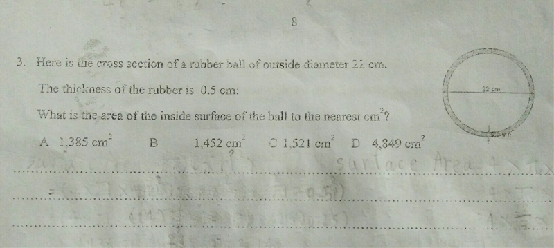 What is the area of the inside surface of the ball to the nearest cm^2 ?-example-1