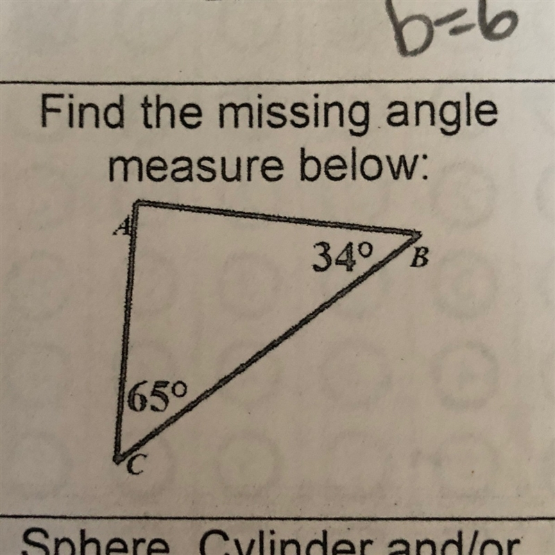 Find the missing angle measure below-example-1