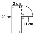 This figure consists of a rectangle and a quarter circle. What is the perimeter of-example-1