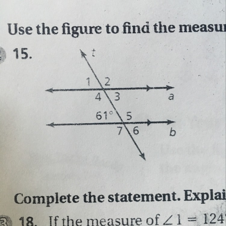 Use the figure to find the measures of the numbered angles.-example-1