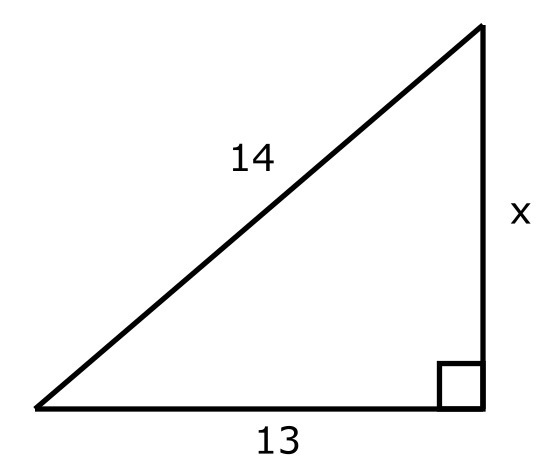 Find the length of the side not given hypotenuse =14, leg =13-example-1