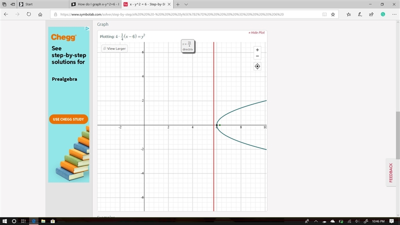 How do I graph x-y^2=6-example-1