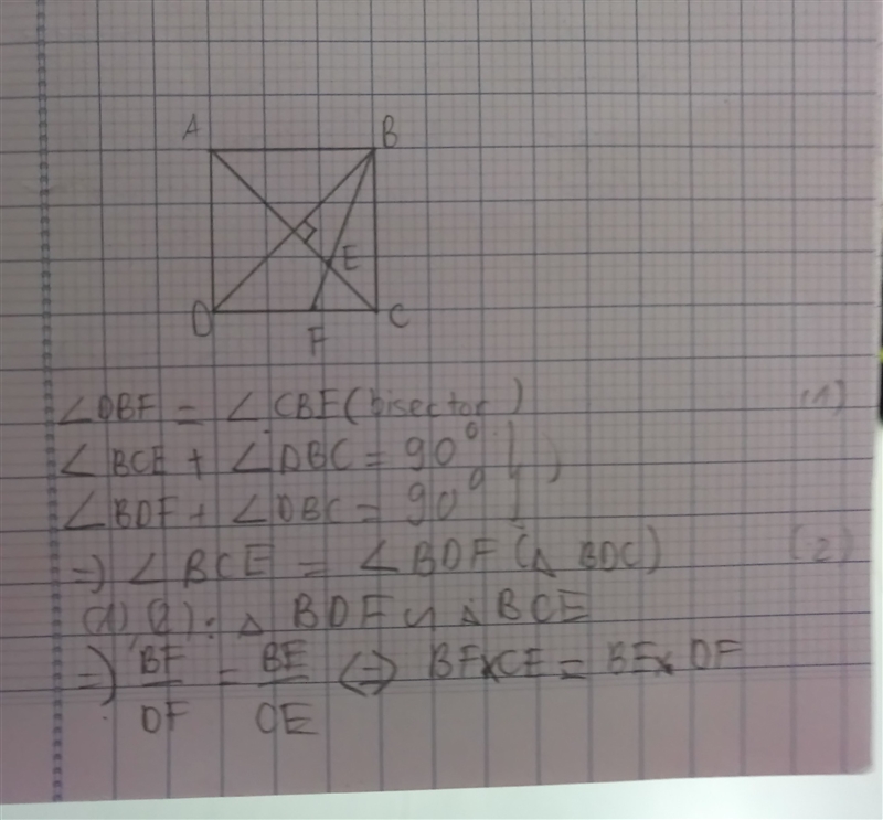 ABCD is a square . the bisector of angle DBC cuts AC and CD at E and F respectively-example-1