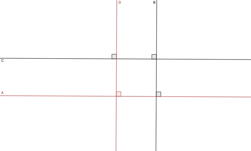 Line A is perpendicular to Line B.Line B is perpendicular to Line C.Line C is perpendicular-example-1