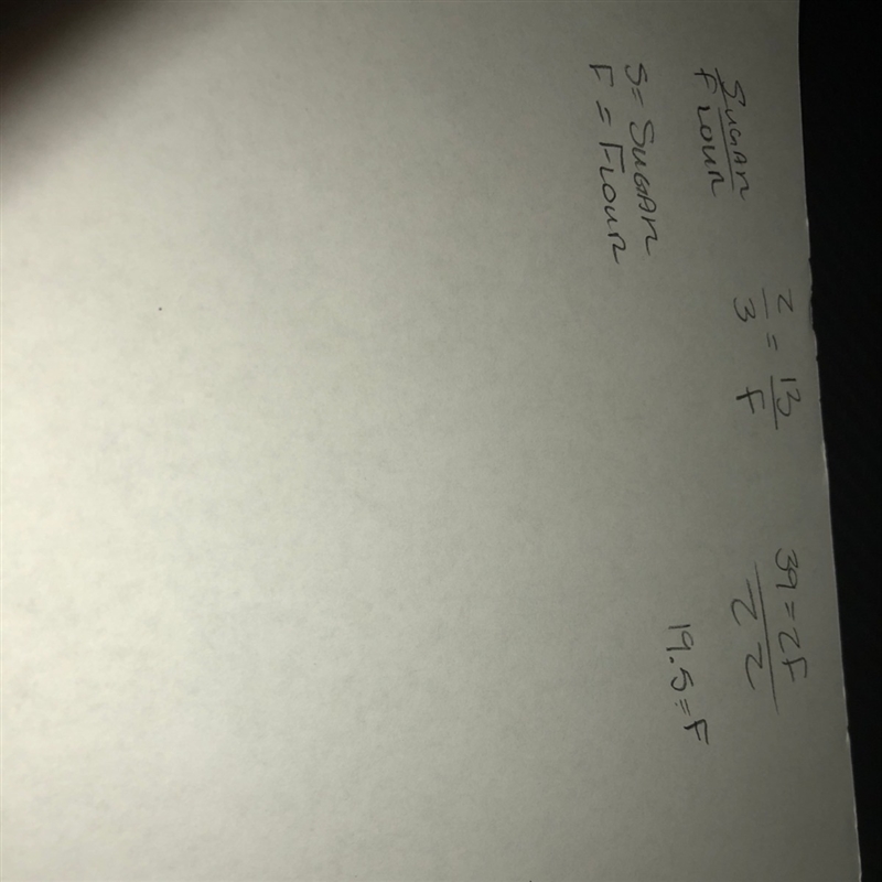 The ratio of sugar to flour is 2:3. If there are 13 cups of sugar, how many cups of-example-1