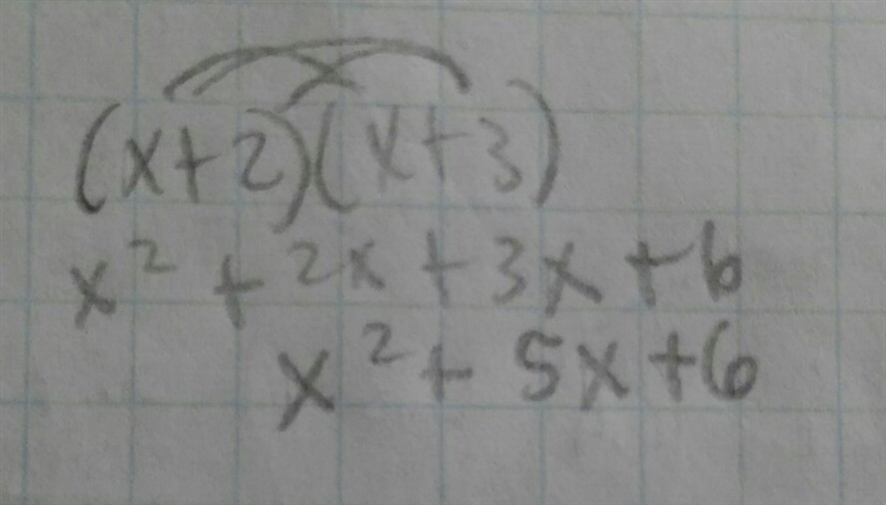 Write the product as a trinomial. (x + 2)(x + 3) a. x2 + 5 b. x2 + 5x + 6 c. x2 + 6x-example-1