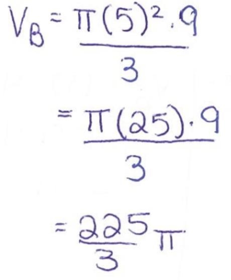 Volume of a cone with the radius of 5 and the height as 9. Explanation and Work Shown-example-1