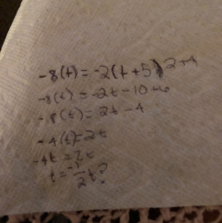 Given h(t)= -2(t + 5)2 +4 find h(-8)-example-1