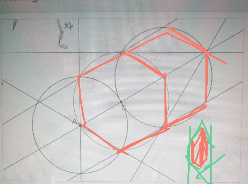 Construct a regular hexagon with vertex A inscribed in the given circle-example-2