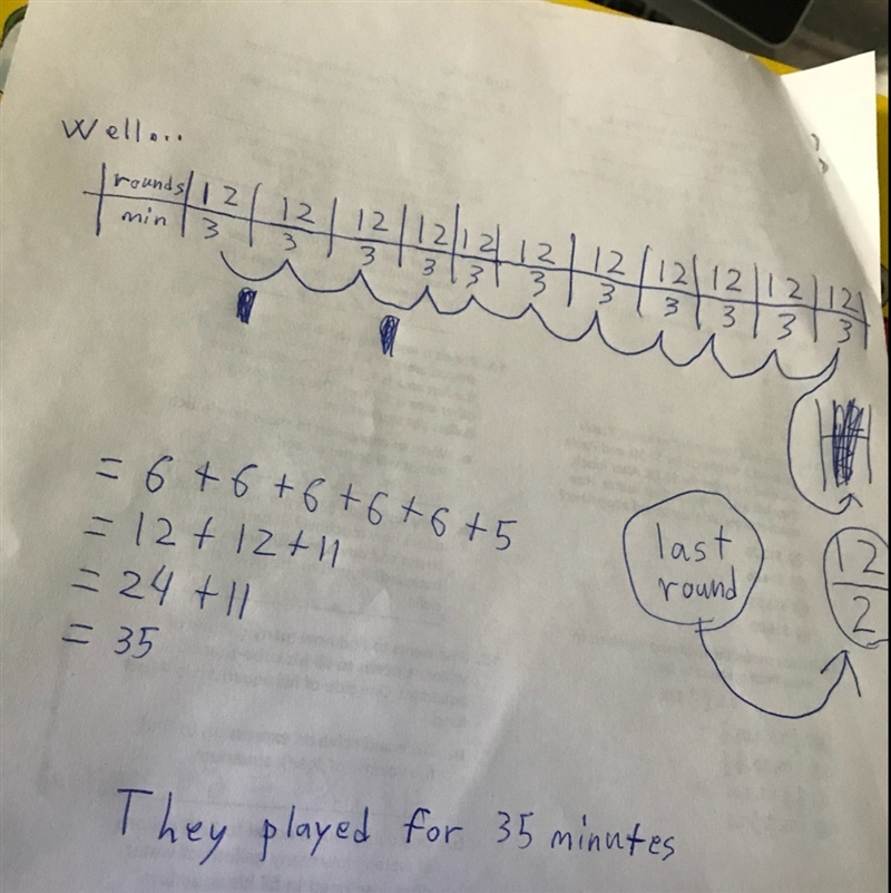 The game has 12 three-minute rounds. If the players stop after two minute of the twelfth-example-1