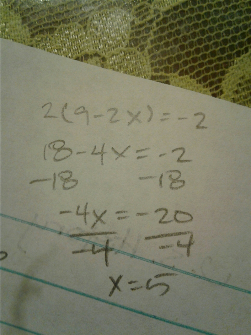 2(9 - 2x) = -2 pleaseee help-example-1