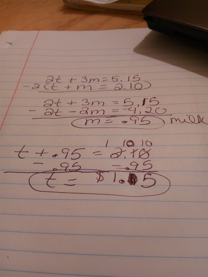 Hey how would you put this in a system equation and using the Elimination method. Thank-example-1