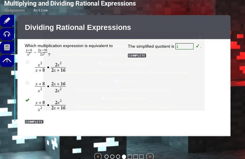 Which multiplication expression is equivalent to x+8/x^2÷2x+16/2x^2?-example-1