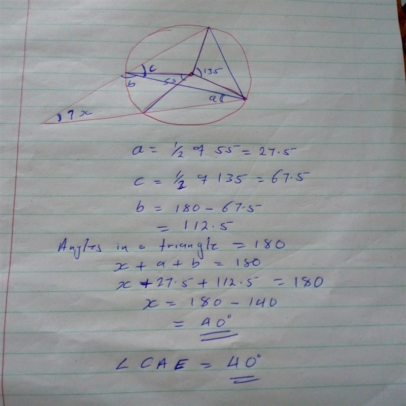 Only serious answers What is the measure of angle CAE-example-1