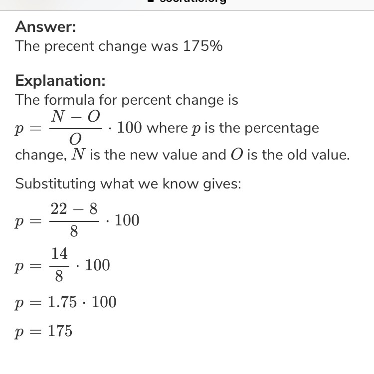 Percent of change 8 is increased to 22-example-1