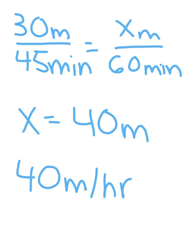 What is the speed of a car going 30 meters in 45 minutes?-example-1