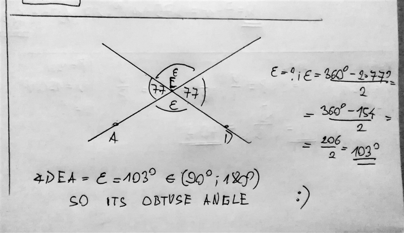 What type of angle is ​ ∠DEA ​ ? straight acute obtuse right-example-1