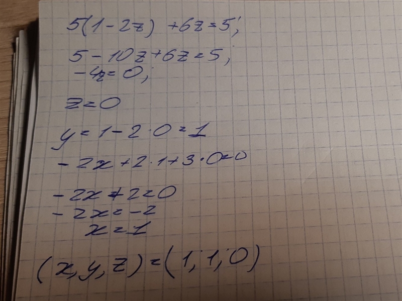 Solve the system by substitution -x-y-z=-8 -4x+4y+5z=7 2x+2z=4 Solve the system by-example-2