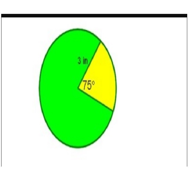 Determine the area of the green sector. A) 5 4 π in2 B) 57 8 π in2 C) 19 4 π in2 D-example-1