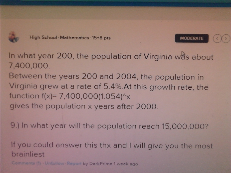 e year 2000, the population of Virginia was about 7,400,000. een the years 2000 and-example-1