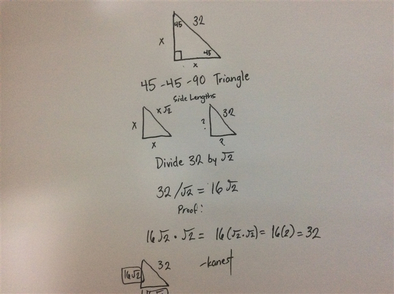 What is the length of each leg of the triangle below?-example-1