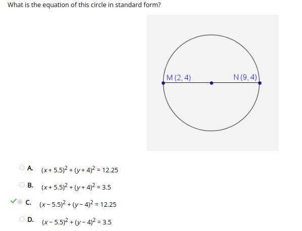 Which is the equation of this circle in standard form-example-1