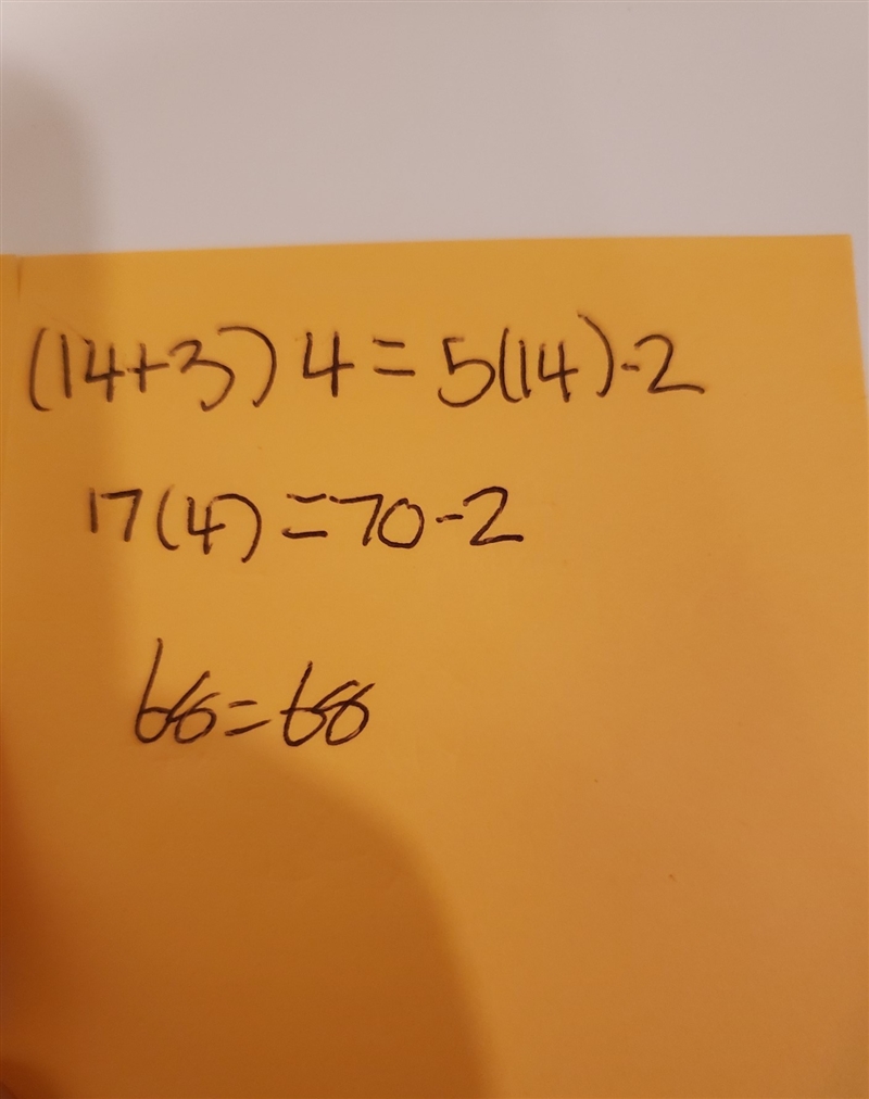 Four times the sum of a number and tree equals two less than five times the number-example-2