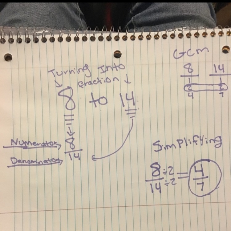 Write the ratio as a fraction in simplest form 8 to 14-example-1