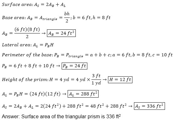 Find the surface area of the following triangular prism.-example-1