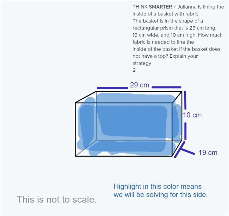 Julianna is lining the inside of a basket with fabric. The basket is in the shape-example-1